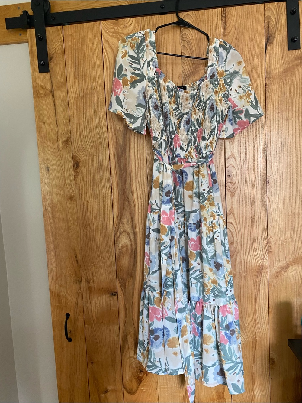 Simplee Apparel Floral Maxi Dress in Cream, Pink & Blue